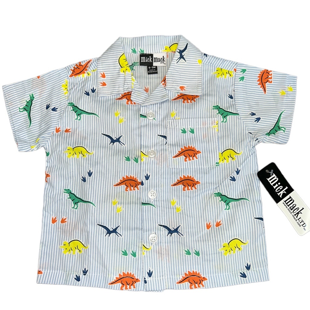 MickMack dinosaur button up shirt 6-9 months